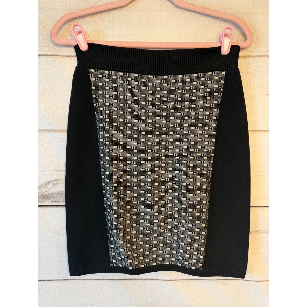 Rag & Bone Black White Geometric Knit Mini Skirt Full Zip Back Size S